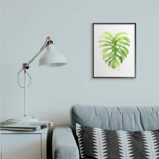 Stupell Industries Monstera Leaf Tropical Plant Over White in Frame Wall Art